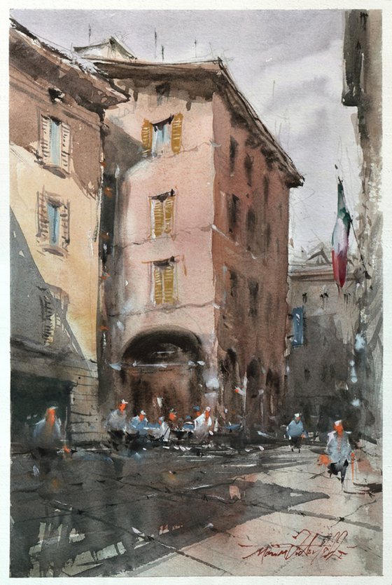 Bergamo, urban watercolor.