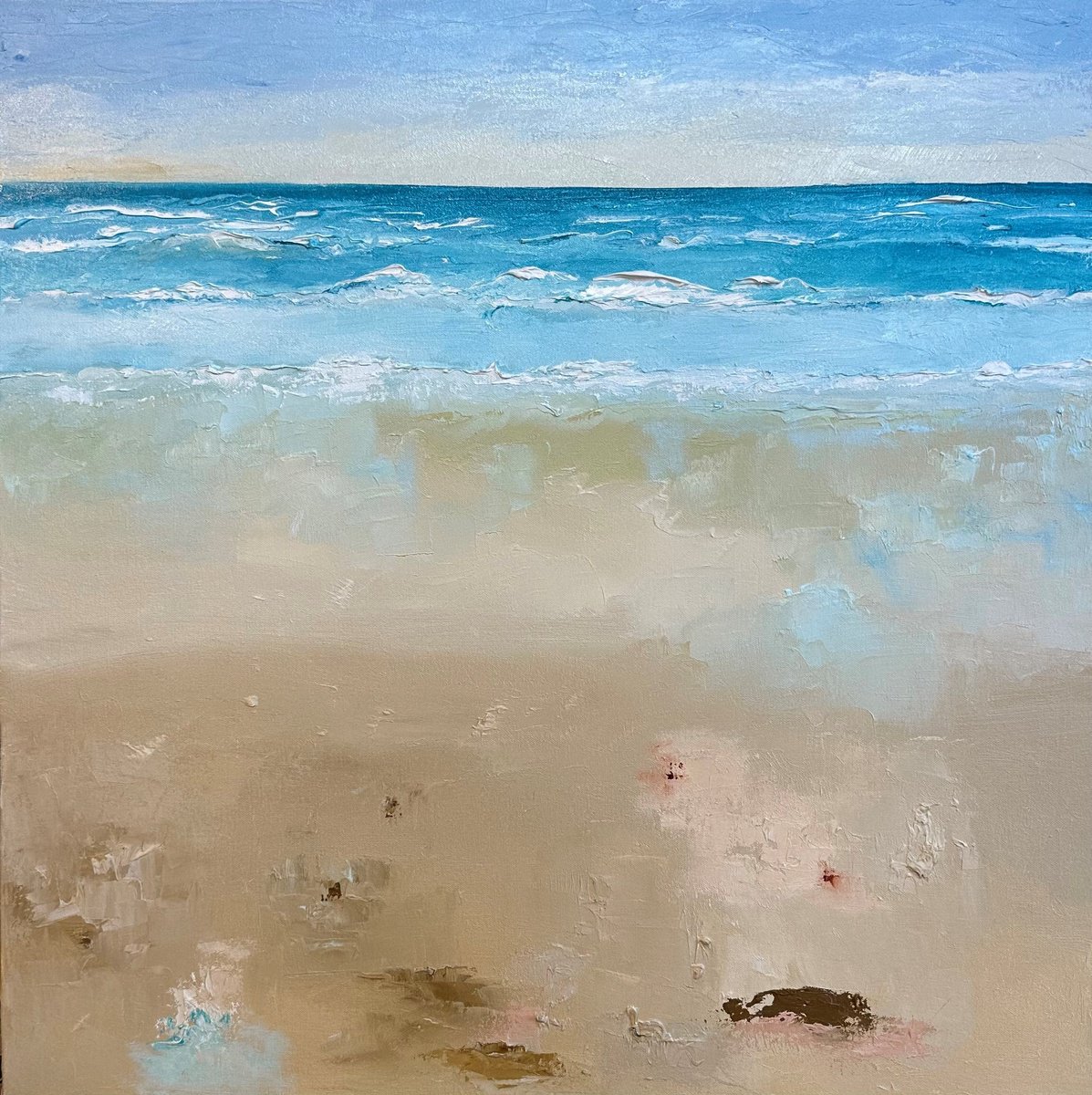 Low Tide And Wet Sand Reflecting The Sky By Ann Palmer, 27 X 27, Artwork For Sale On Artfinder