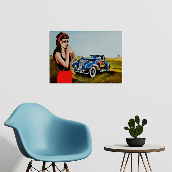 Pin up with vintage car
