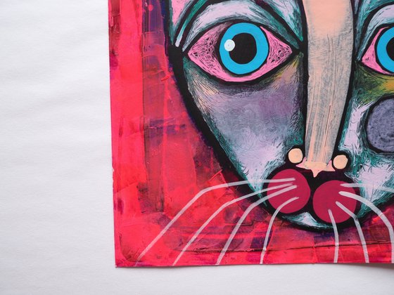 Neon pink kitty cat