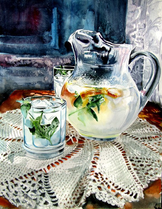 Still life with lime juice