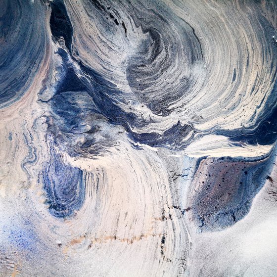 Stunning large framed mindscape rlief painting on wooden panel Marine storm signed O Kloska
