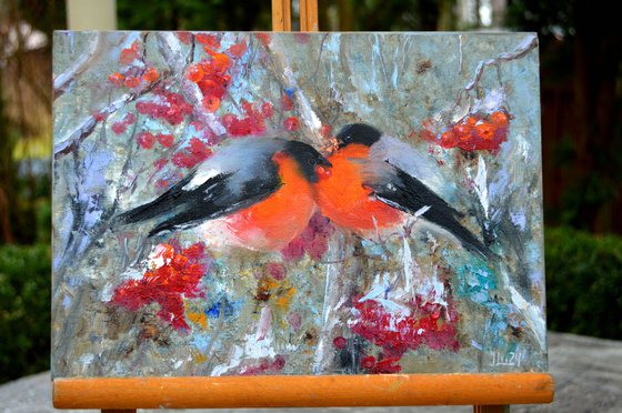 Happy bullfinches