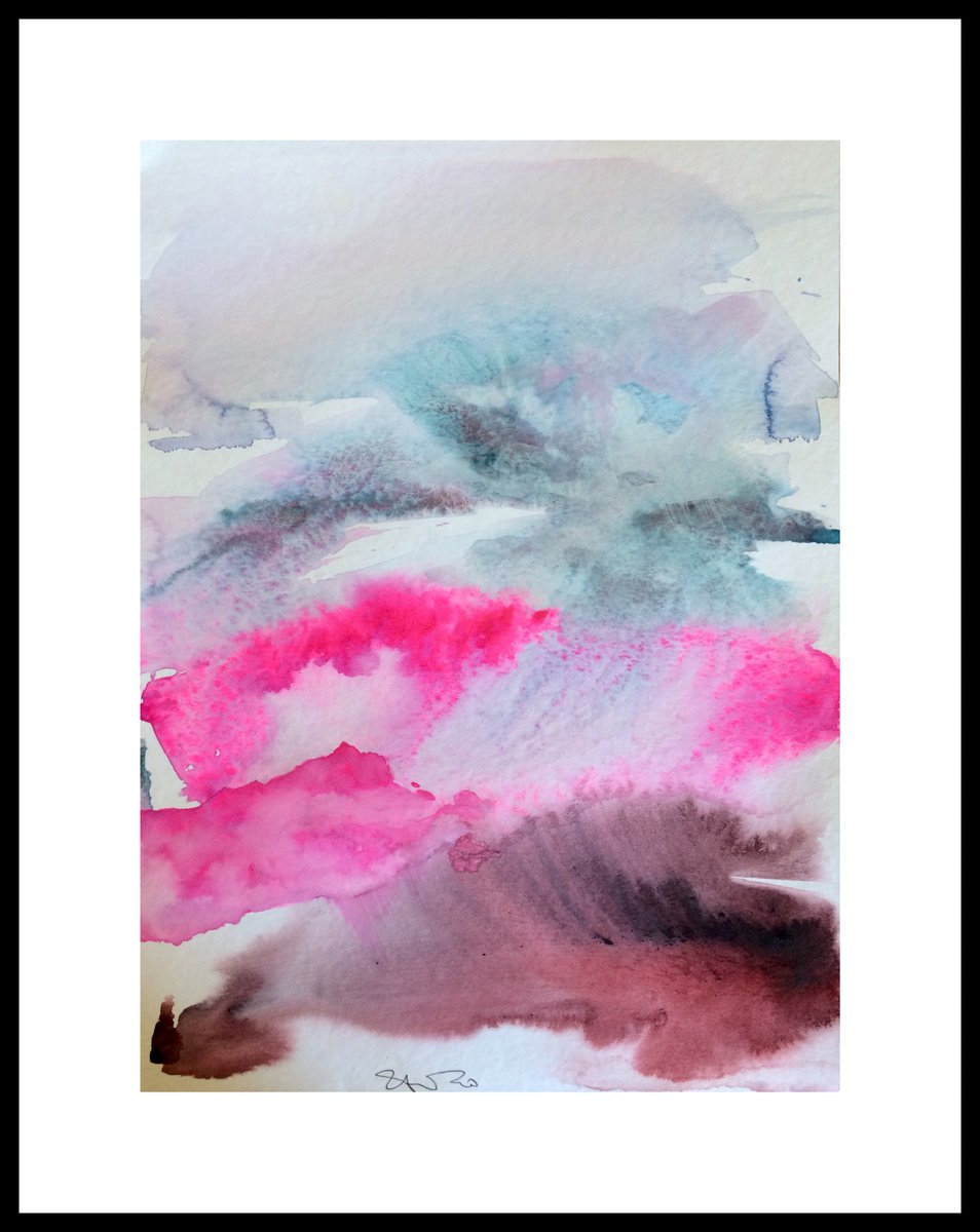 Abstract Watercolour , When Nordic Skies Are Talking By Gesa Reuter, 12 X 16, Artwork For Sale On Artfinder