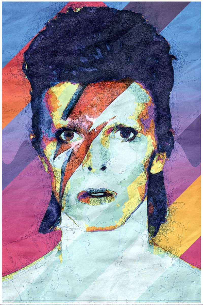 David Bowie Ziggy Stardust - Pop Art Modern Poster 1 Stylised Art by Jakub DK - JAKUB D KRZEWNIAK