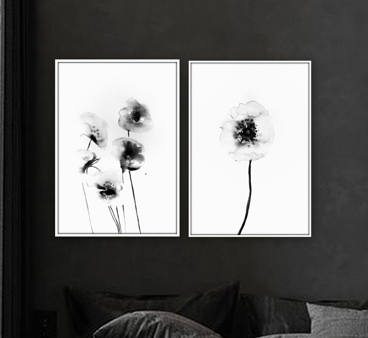 Impressionistic Animal Drawing By Nadia Moniatis, 12 X 17", Florals, Original Artwork