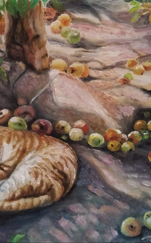 Cat under the apple tree by Viktória Déri