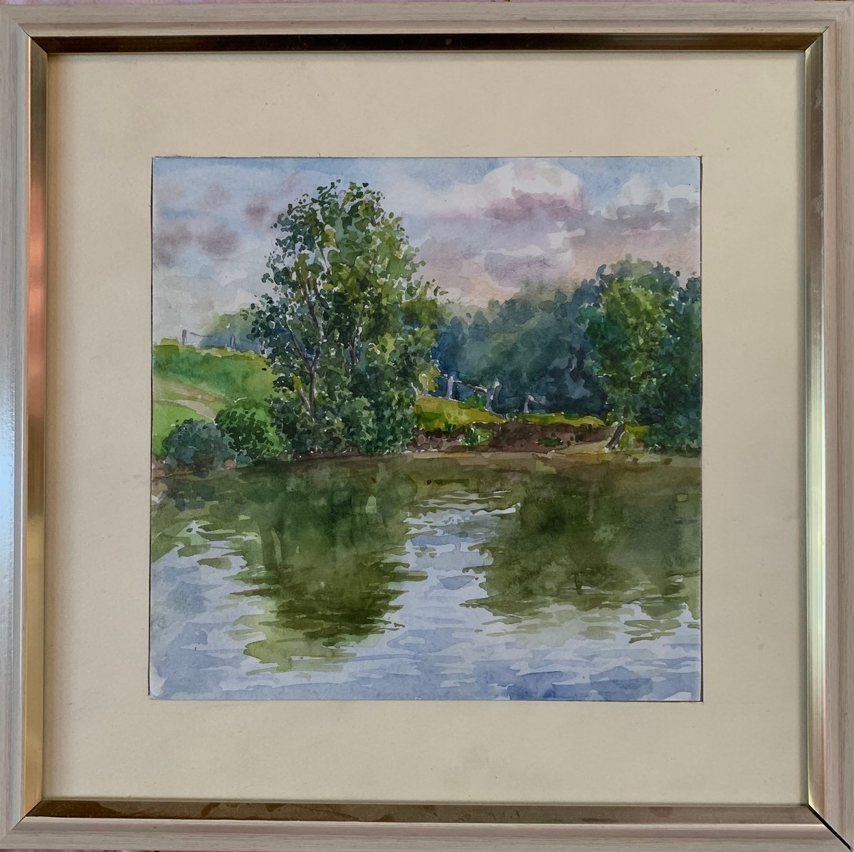 Impressionistic Landscape Watercolour By Andriy Berekelia, 1 X 13, Silence Over The Water, Original Artwork