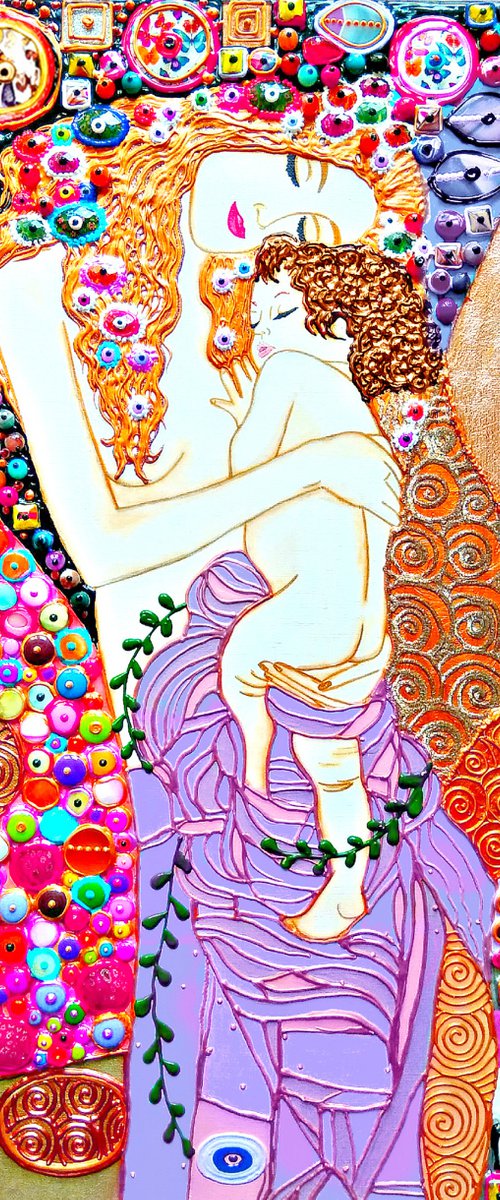 Mother and child (Klimt inspired). Natural precious stones & mosaic by BAST