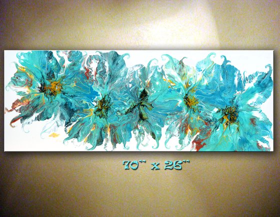 Turquoise Spring - Large Painting 70" x 26"