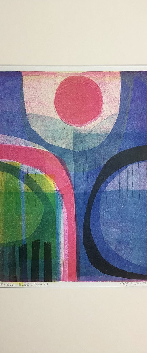 Pink Sun, Blue Lagoon by Dawn Rossiter