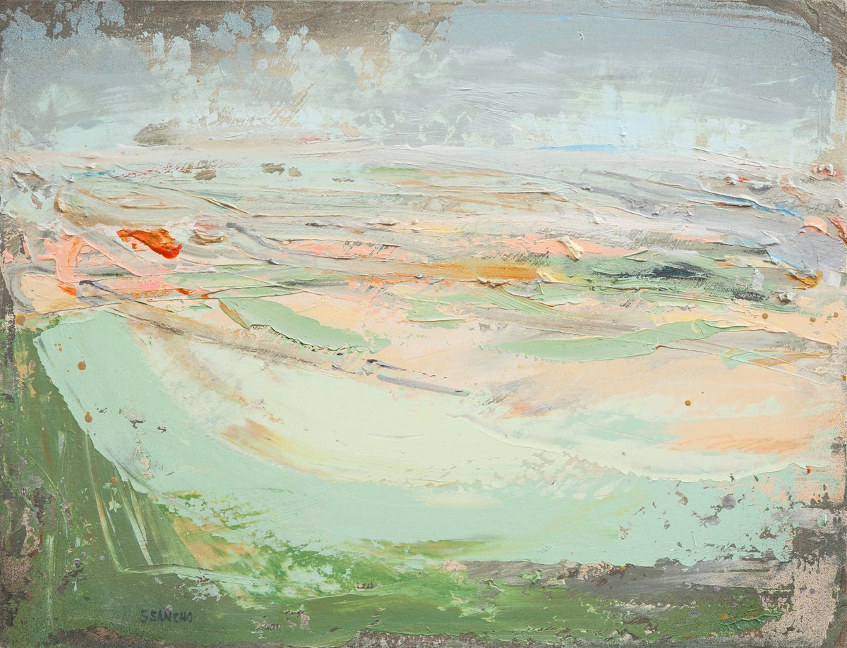 Abstract Landscape Acrylic Painting By Susana Sancho Beltran, 26 X 20", Abstract Landscape, Original Artwork