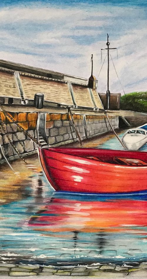 New Quay harbour by Karen Elaine  Evans