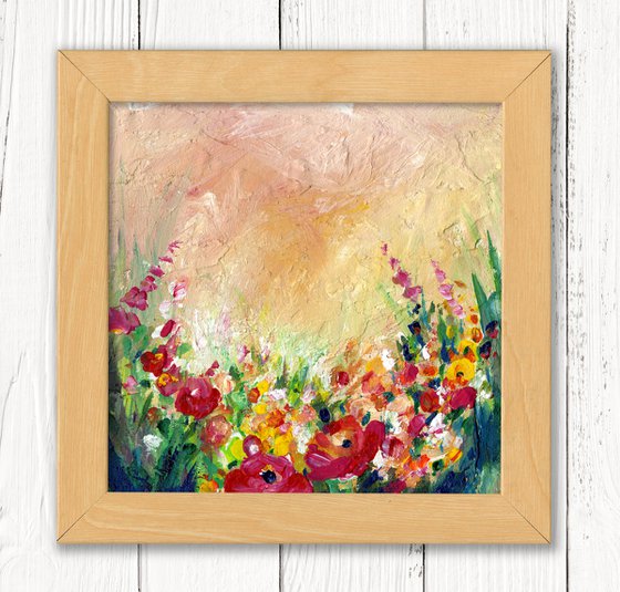 Cottage Flowers 14 - Framed Floral Painting by Kathy Morton Stanion