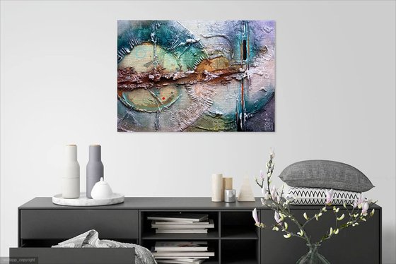 PARALLEL REALITIES 7602 3D textured abstract painting on canvas