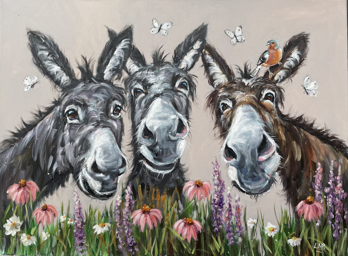 Delightful Donkeys By Louise Brown, 31 X 24, Artwork For Sale On Artfinder