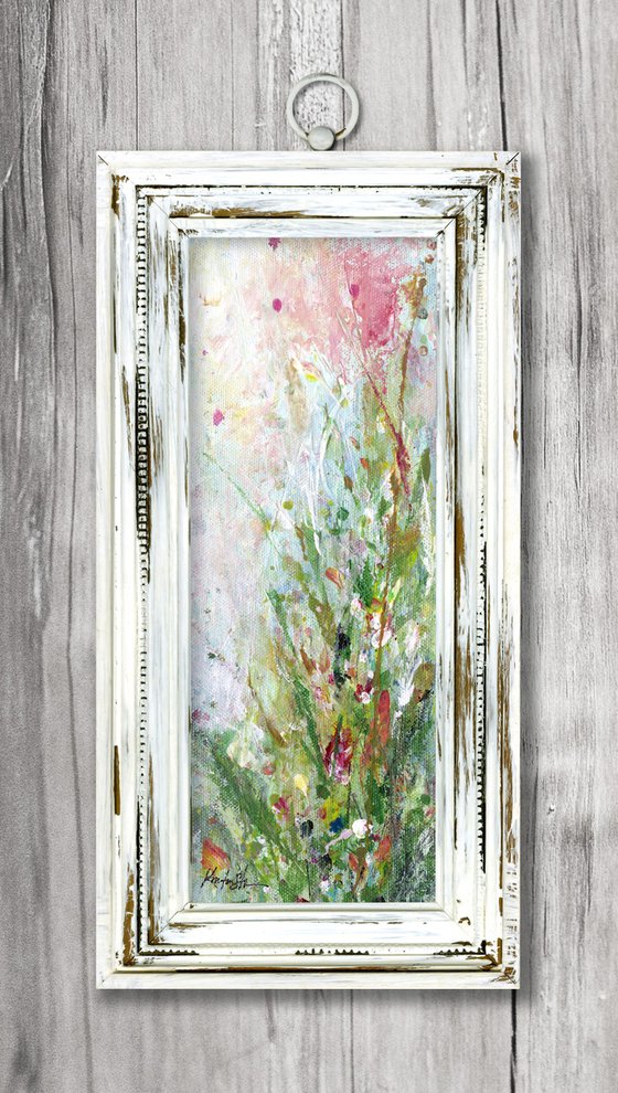 Cottage Meadow 3  - Framed Floral Painting  by Kathy Morton Stanion