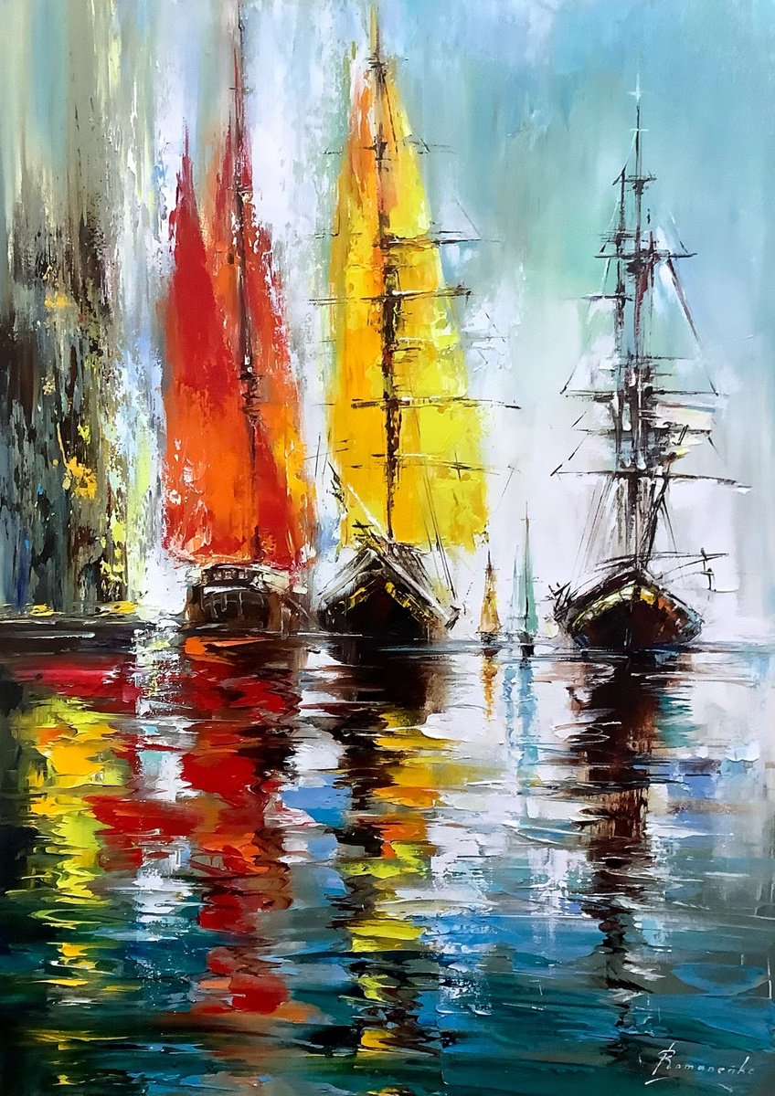 Under Happy Sails By Olena Romanenko, 20 X 28, Artwork For Sale On Artfinder