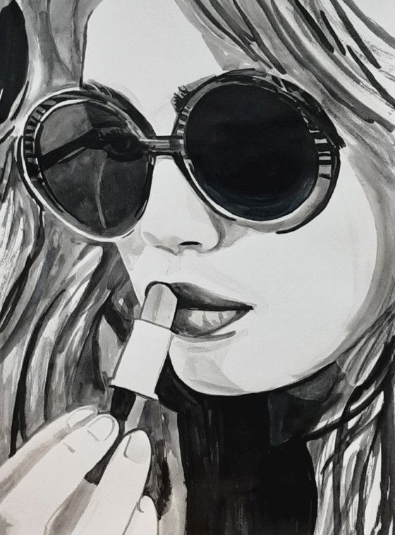 Girl with lipstick / 71.5 X 50.5 cm