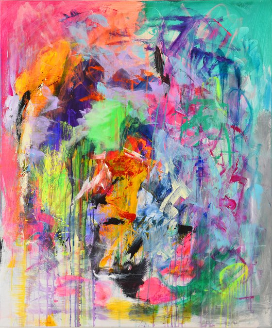 Ghost 120x100 cm 47"x39" Large colorful abstract painting
