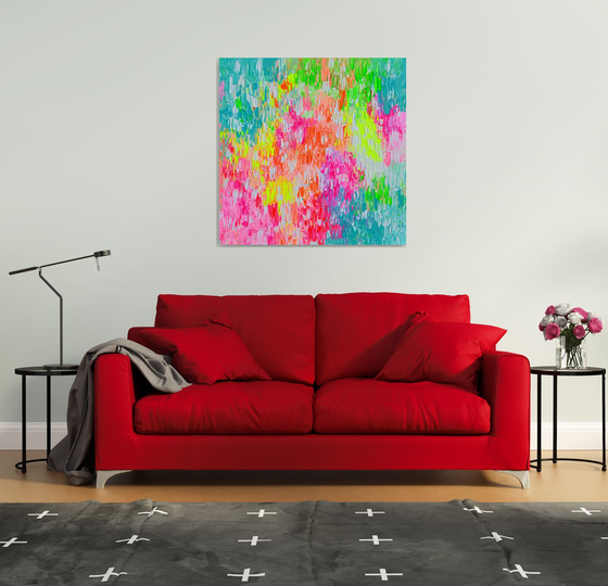 Tranquil 22 - XL 100x100x2 cm Big Painting,  Large Abstract Painting - Ready to Hang, Canvas Wall Decoration