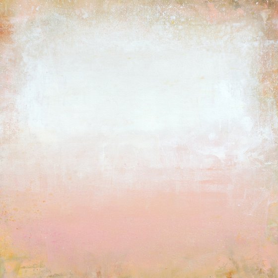 Pink Blush 220602, peach pink and white abstract color field.