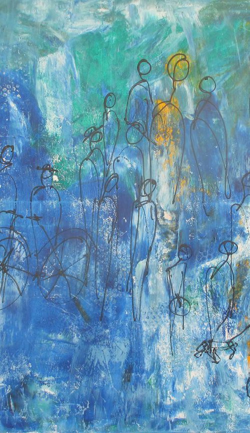 blue citylife xl Acrylpainting 39,4 x 55,1 inch by Sonja Zeltner-Müller
