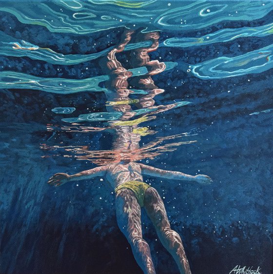 Underneath XXI - Miniature swimming painting