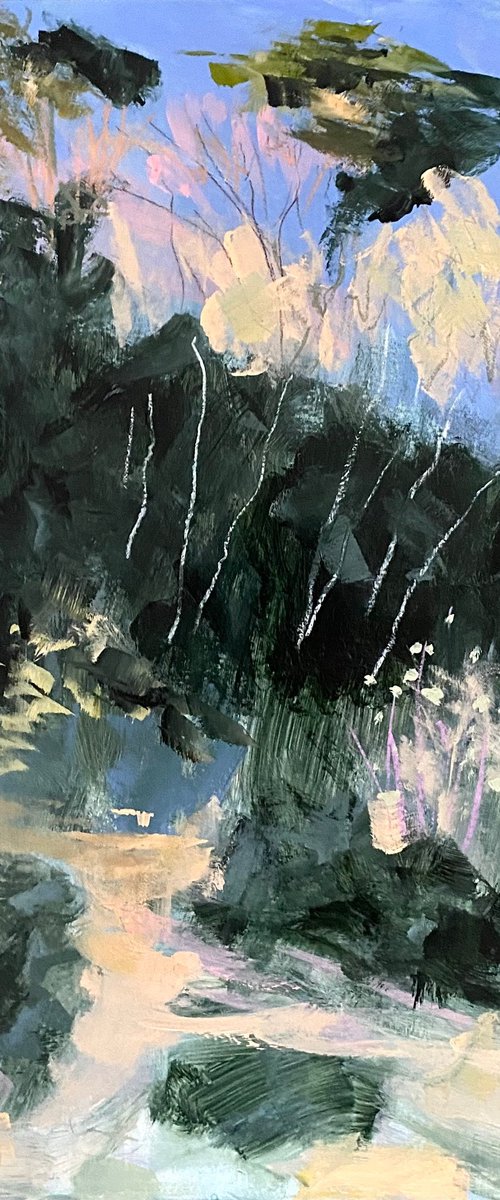 Bright Winter Light On Cliff Trees by Nikki Wheeler