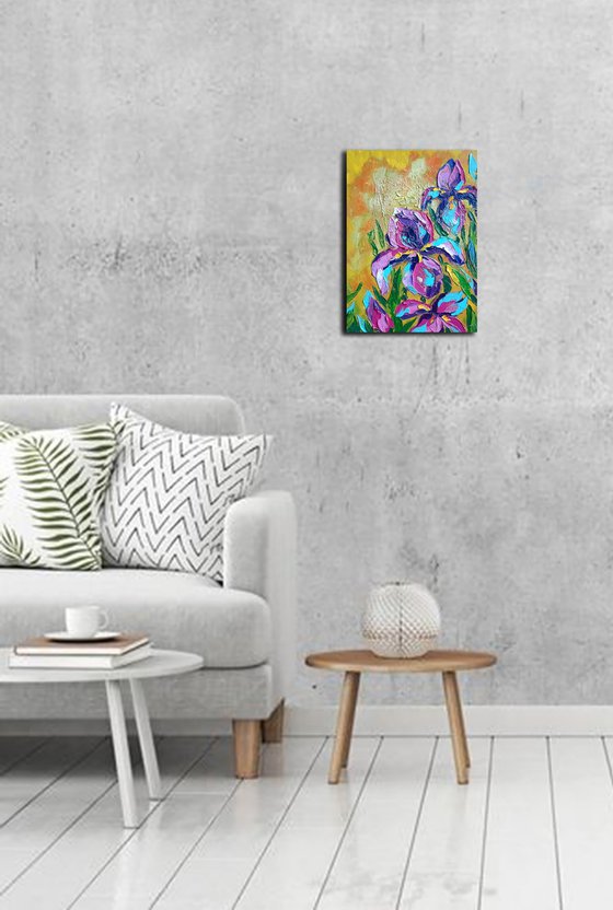 Irises - flowers, oil painting, irises flowers, gift idea, flowers, gift for woman, flowers oil painting