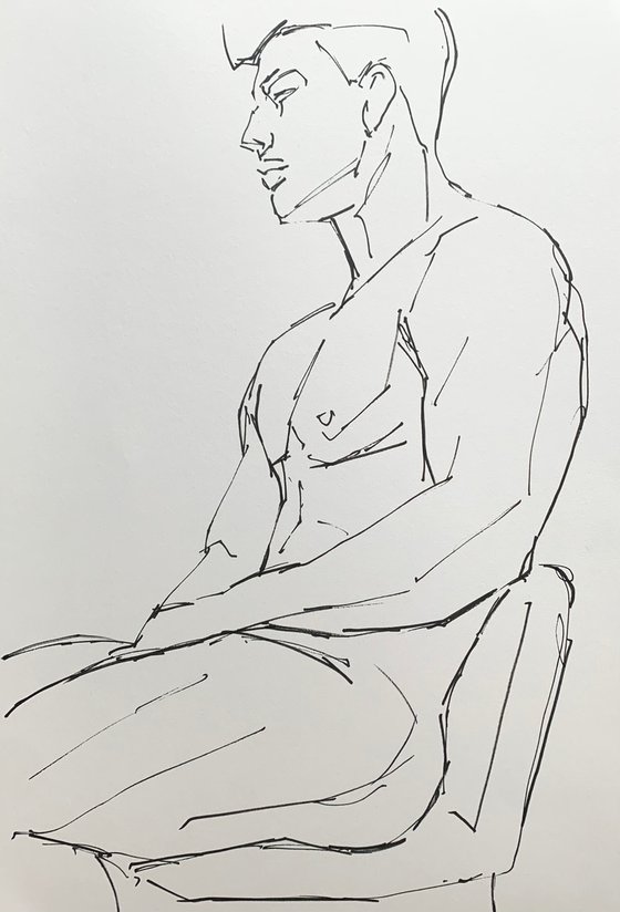 Male nude drawing naked man gay minimal sketch