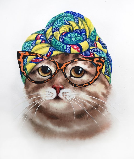 Lady Cat in Glasses