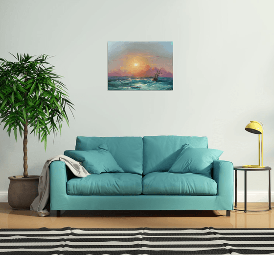 Sunset Over Turbulent Waters