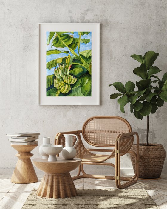 Banana plants - orignal tropical green watercolor