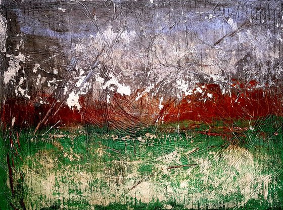 Senza Titolo 228 - abstract landscape - 80 x 60 x 2,50 cm - ready to hang - acrylic painting on stretched canvas