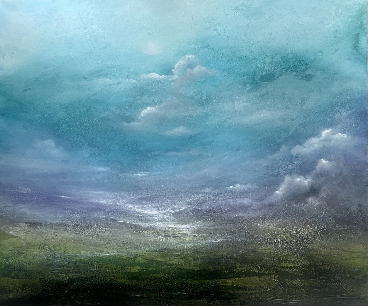 Expressive Landscape Oil Painting By Suzanne Williams, 47 X 39", Freyr, Original Artwork