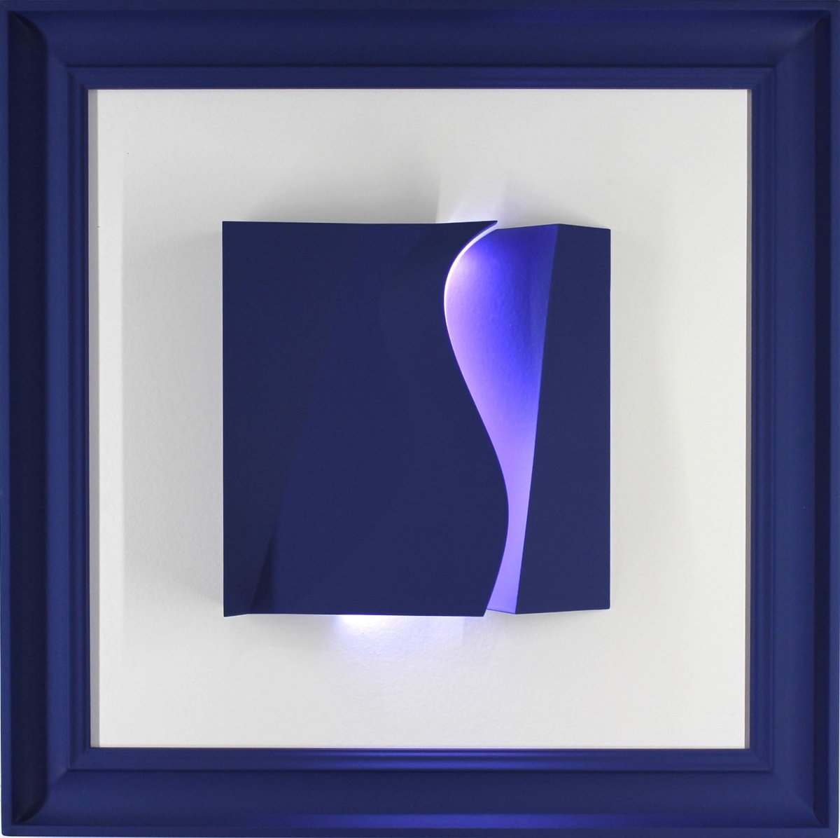 Geometric Abstract Relief By Alessandro Butera, 25 X 25, Italian Style Blue, Original Artwork