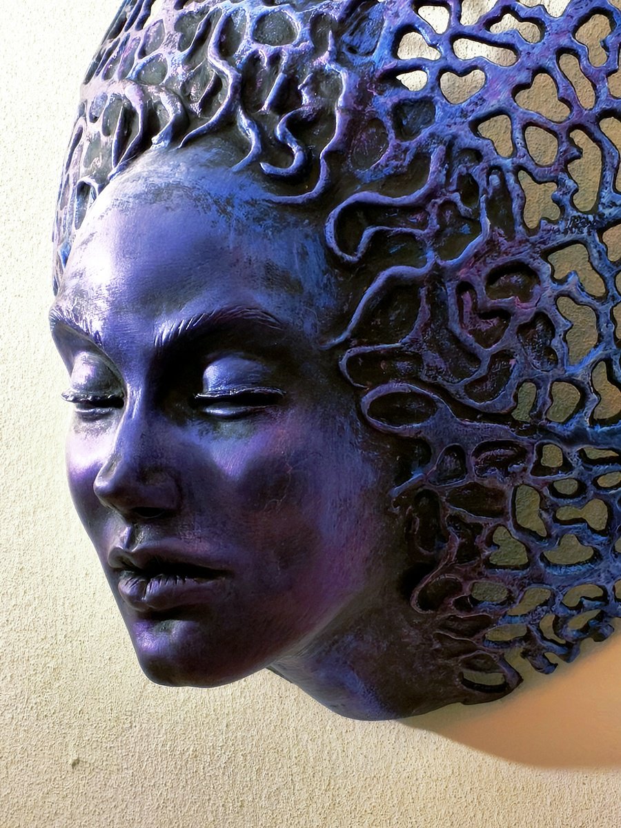 Expressive Portrait Sculpture By Elena Kraft, 14 X 14, Ether, Original Artwork