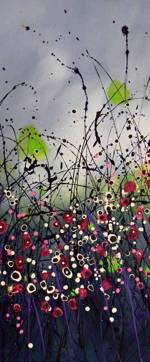 "Charm Of The Dusk" #2 -  Original abstract floral landscape by Cecilia Frigati
