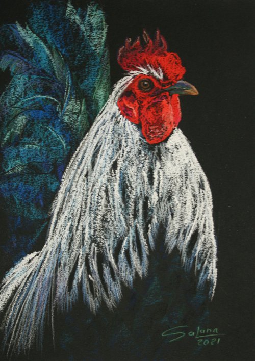 Rooster VIII - Pet portrait /  ORIGINAL PAINTING by Salana Art Gallery