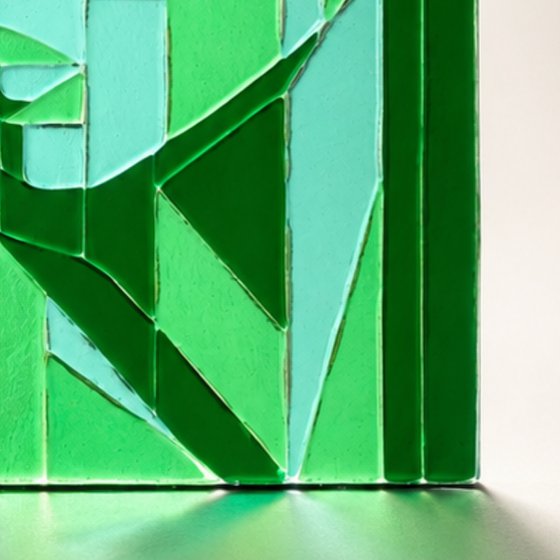 Green Lovers, Fused Glass Portrait