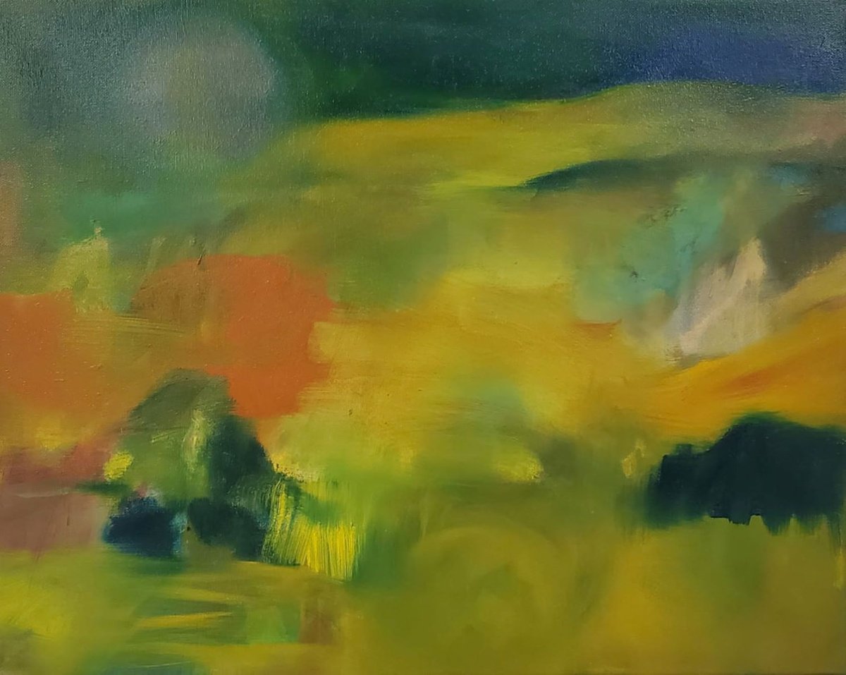 Organic Abstract Oil Painting By Rebecca Hodel, 20 X 16", Lovers, Original Artwork