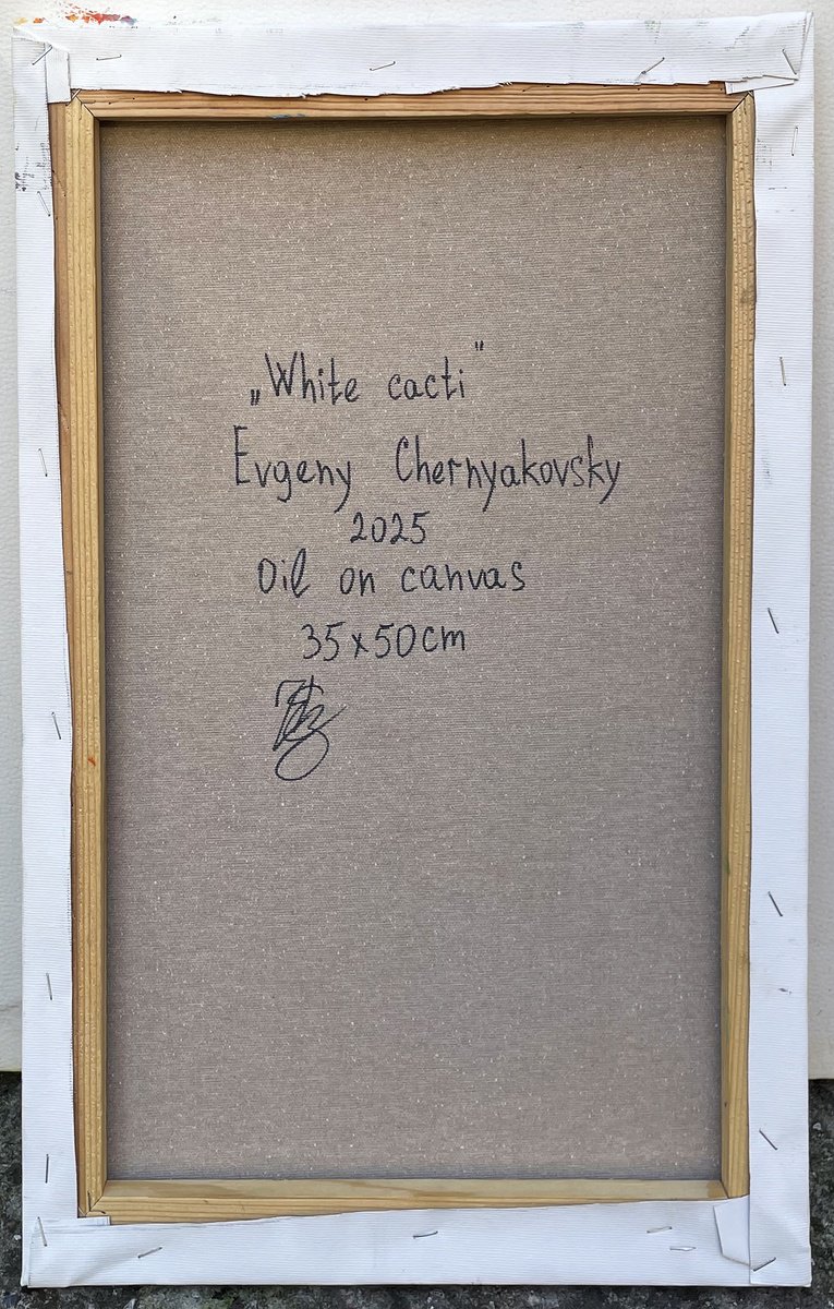 Impressionistic Botanical Oil Painting By Evgeny Chernyakovsky, 14 X 20, White Cactus , Original Artwork