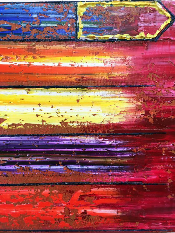 "All Roads Lead Here" - FREE USA SHIPPING + Special Price - Original PMS Abstract Oil Painting On Canvas - 36" x 12"