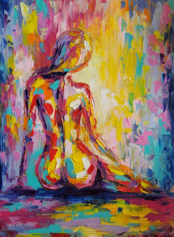 Relaxation - nude, erotic, nu, body, woman, woman body, oil painting, gift for him, gift for man, nu