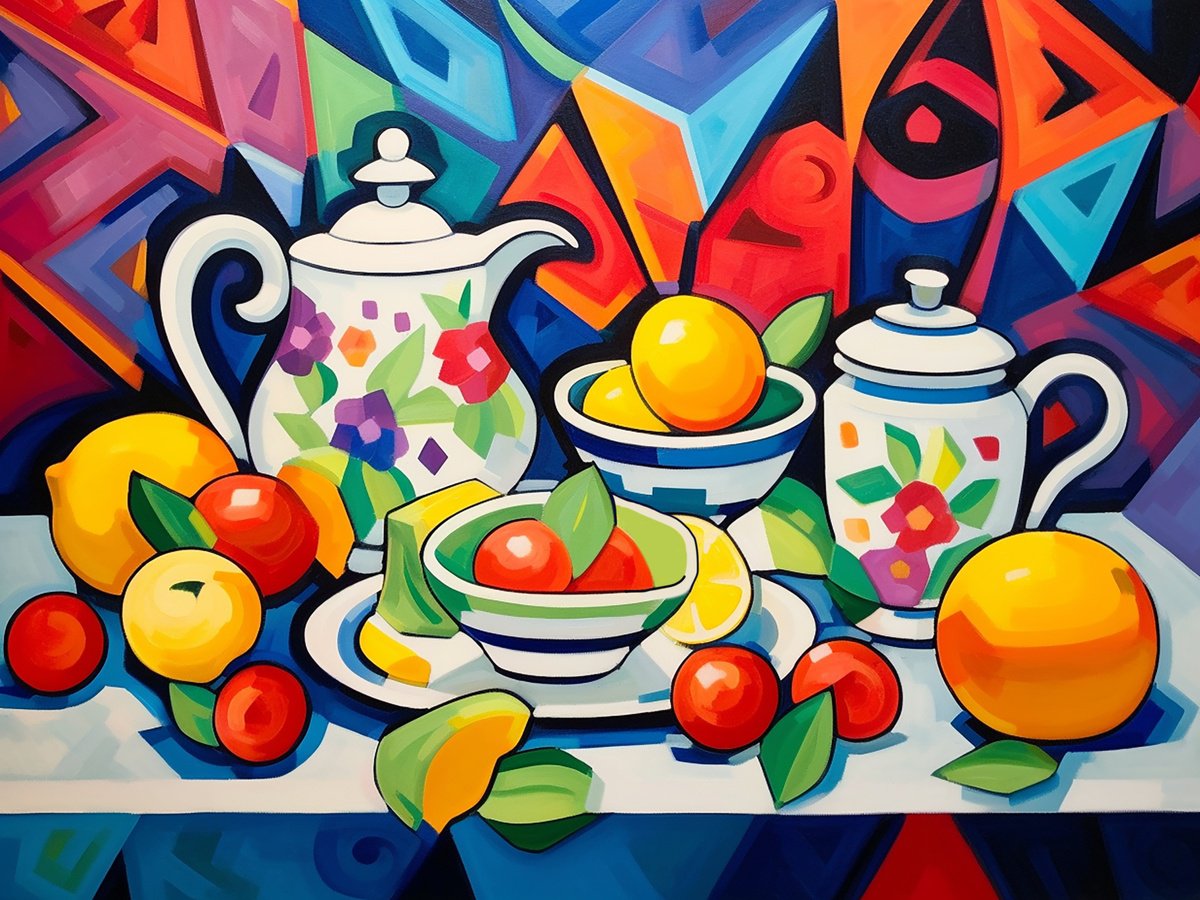 Impressionistic Still Life Acrylic Painting By Kosta Morr, 31 X 24", Abstract Still-Life Xxxi, Original Artwork