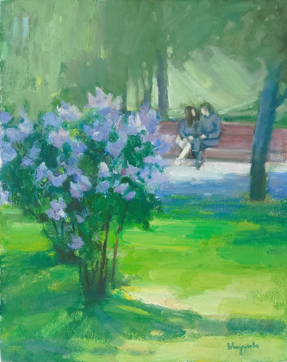 Impressionistic Landscape Oil Painting By Valentina Andrukhova, 16 X 20", Spring Kharkiv, Original Artwork