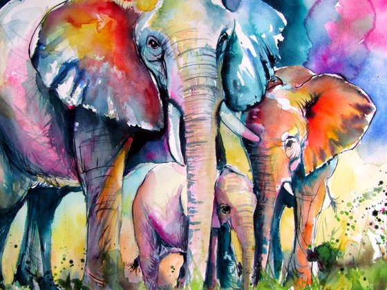 Elephant with babies II