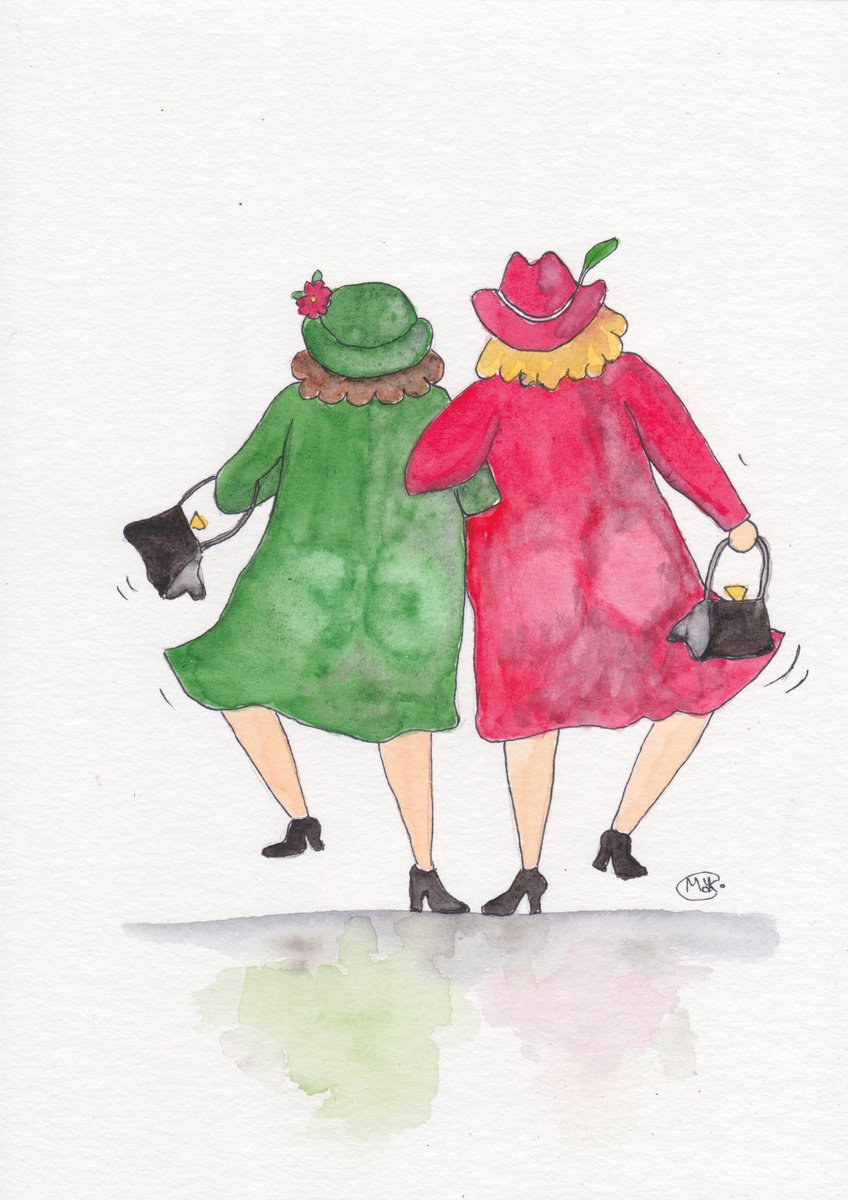 Expressive Portrait Drawing By Marjansart, 8 X 12", Friends Forever, Original Artwork