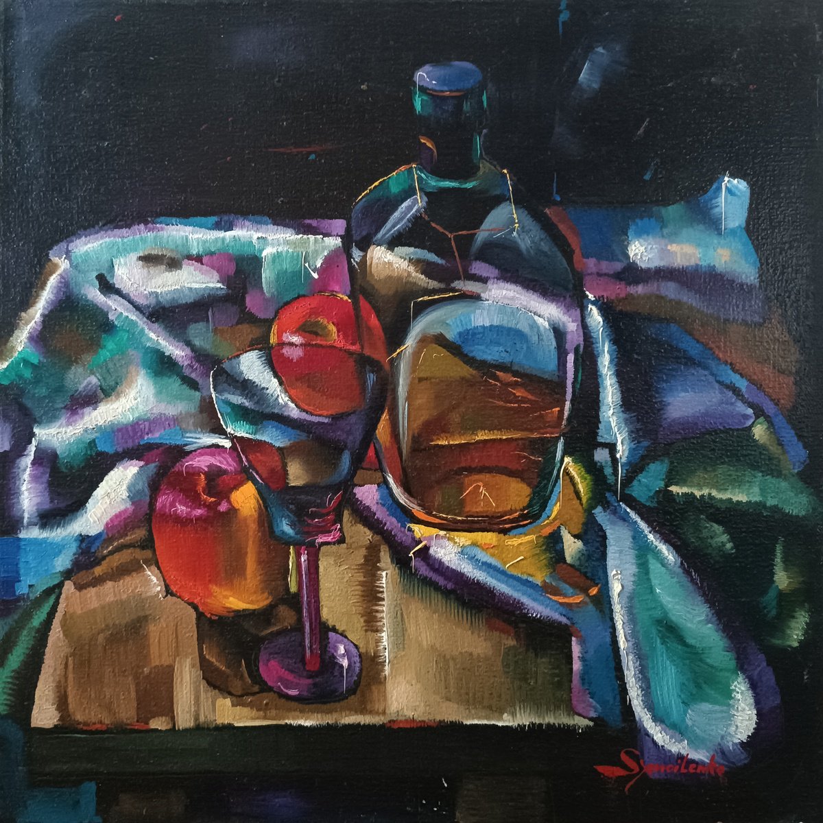 Impressionistic Still Life Oil Painting By Mykola Samoilenko, 16 X 16", For You, Original Artwork
